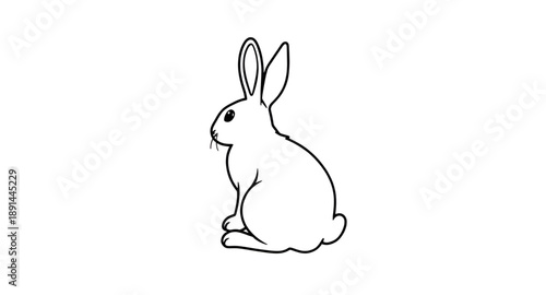 rabbit, bunny, hare, animal, mammal, wildlife, nature, forest, meadow, farm, easter, spring, cute, fluffy, ears, whiskers, tail, icon, vector, illustration, outline, sketch, handdrawn, lineart, minima