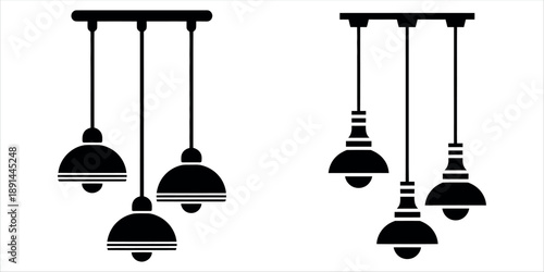 Modern pendant light fixtures in minimalist design vector illustration.