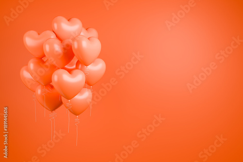 Orange balloons in heart shape for festive celebration