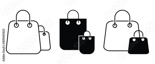 Flat design vector shopping bags icon ideal for branding, logos, fashion or retail.