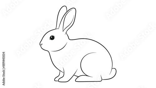 Adorable Rabbit Contour Illustration: An endearing rabbit depicted in a simple, elegant contour style. A delightful artistic interpretation