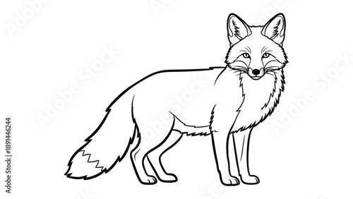 Fox Outline: A sleek outline of a fox, in a simplified, yet expressive form. Illustrating the elegance and grace of the wild creature.