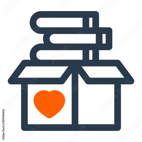 Book donation education support charity icon