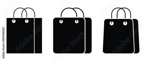 Simple stylish Shopping bag icon set  for web template and app, shop, online, purchase, buy, retail. Vector illustration.
