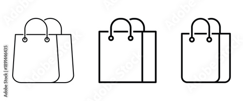 Simple stylish Shopping bag icon set  for web template and app, shop, online, purchase, buy, retail. Vector illustration.