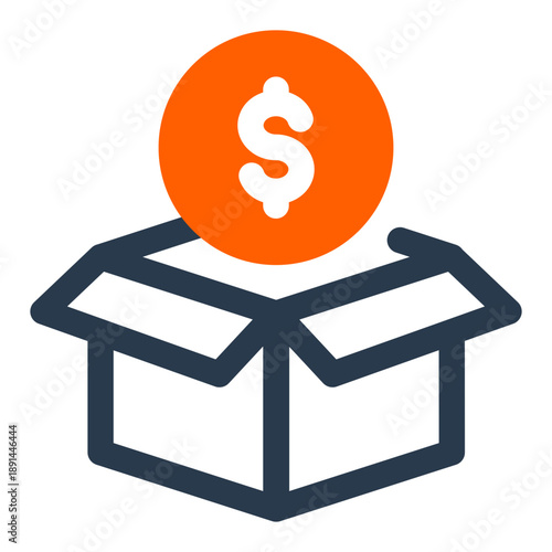 Fundraising campaign nonprofit donation box icon