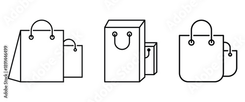 Simple stylish Shopping bag icon set  for web template and app, shop, online, purchase, buy, retail. Vector illustration.