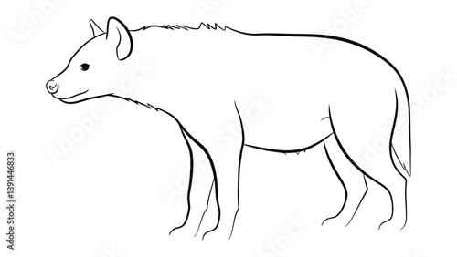 Hyena Profile: A clean black-and-white outline of a hyena in profile, highlighting the distinctive features of this unique African carnivore.