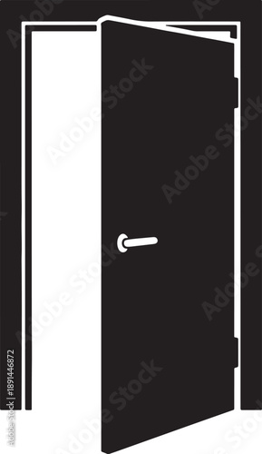 Modern matte black interior door handle isolated on transparent background