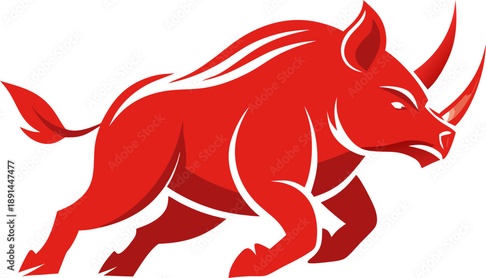 Obraz premium Rhinoceros running symbol stock illustration , white background 