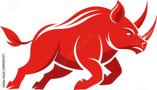 Rhinoceros running symbol stock illustration , white background 