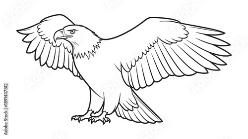 Powerful Eagle in Flight: A majestic eagle, with its wings fully spread, soars gracefully through the air, embodying freedom, strength, and unwavering focus. 