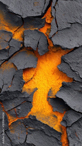 Molten Core: A striking close-up showcases the raw power and otherworldly beauty of molten lava, flowing through fissures in cooled, dark rock. Evoking the earth's fiery heart.