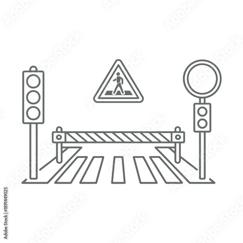 Pedestrian Navigation and Urban Traffic Signal Light Icons