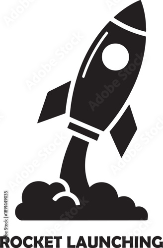 Stylizedrocketlaunchingfromsmokecloudontransparentbackground