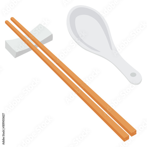 Chopstick Rest With Chopsticks And Soup Spoon