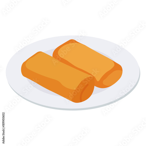 Fried Spring Rolls On Plate