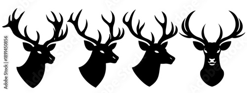 Majestic deer stag head silhouettes