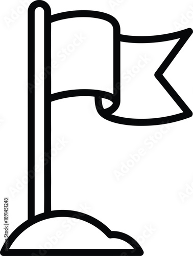 A simple line drawing of a flag on a pole
