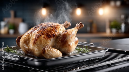 Wallpaper Mural Tender and juicy roasted chicken, infused with herbs, creates a warm, inviting atmosphere in a cozy kitchen setting Torontodigital.ca