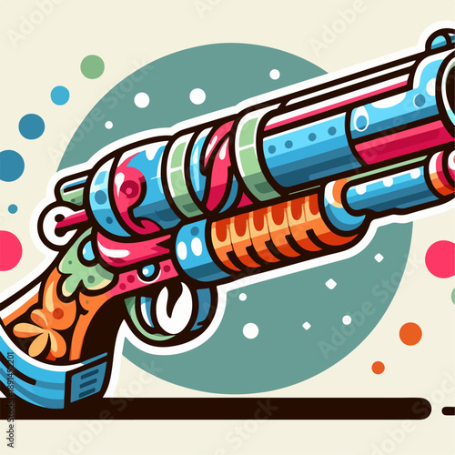 Unique toy gun cartoon character illustration