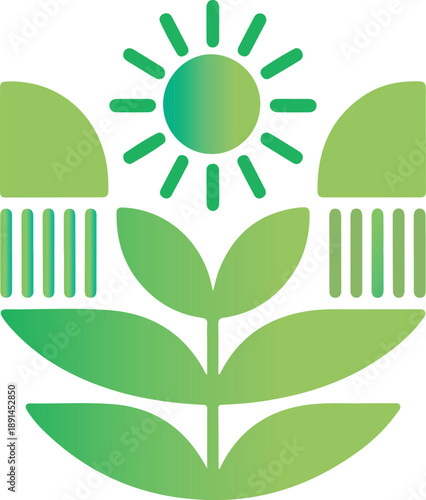 Agriculture icon with a field of golden ripe ears of wheat logo providing a staple dietary grain and animal feed, vector illustration isolated on whit
