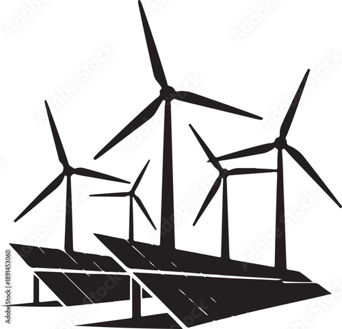 Renewable energy wind turbines and solar panels