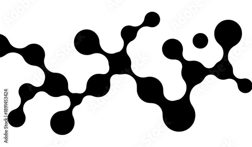 Abstract metaballs background vector with black liquid connected circle dots