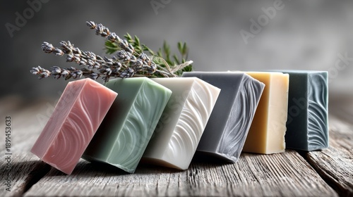 Wallpaper Mural Handcrafted soaps in vibrant colors, elegantly paired with lavender, evoke tranquility and freshness Torontodigital.ca