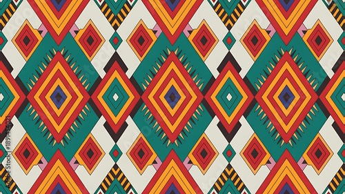 Vibrant geometric pattern with colorful diamond shapes