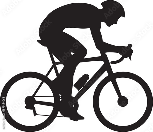 Cyclist riding bicycle in dynamic silhouette