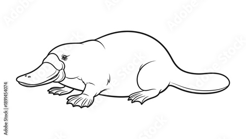 Monotremes: An illustrative depiction of a platypus, a unique and iconic monotreme, in stark black and white, highlighting its distinctive features.