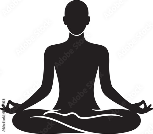 Serene silhouette of a person meditating in lotus position
