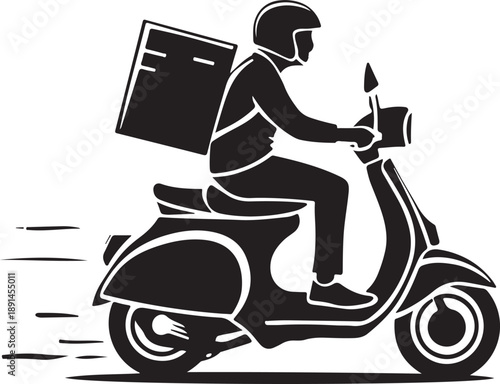 Delivery rider on scooter with package