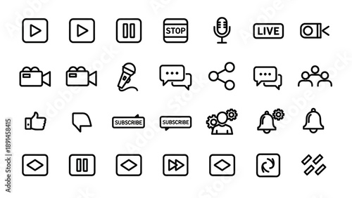 Collection of Simple Black Media Icons.