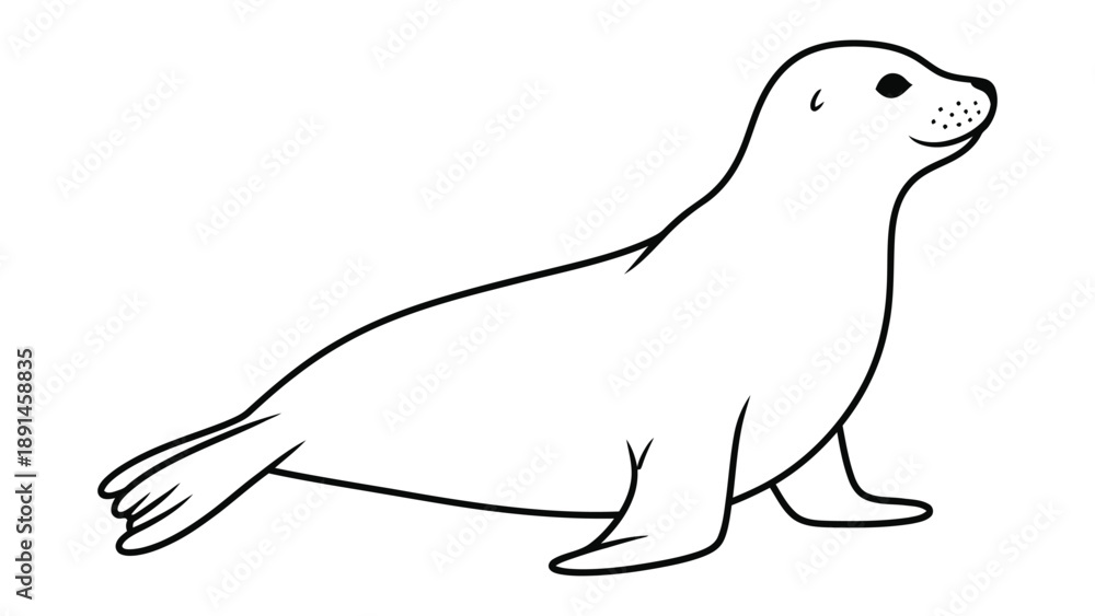 Obraz premium Playful Marine Marvel: A captivating illustration of a streamlined seal, its sleek form poised with grace and curiosity. The image emphasizes the elegance of aquatic life.