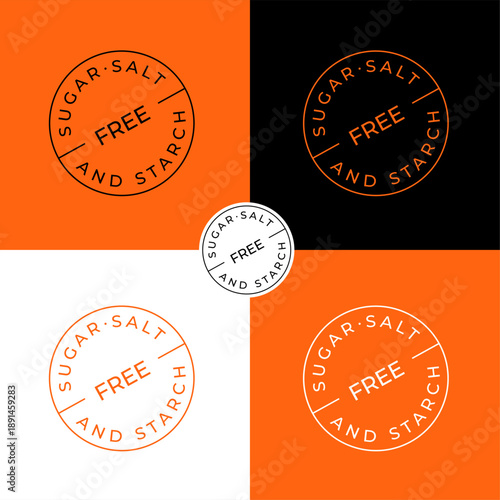 "No Sugar, Salt, or Starch" icon. A minimalist linear icon. The letters are arranged in a circle within a thin frame.