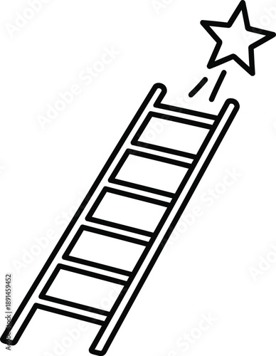 A ladder reaching for a shining star in the sky