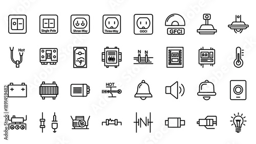 Collection of Simple Black Technology Icons.