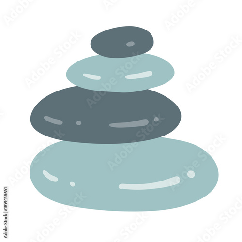 Vector illustration of stacked smooth stones in a flat design. Isolated relaxation and balance object.