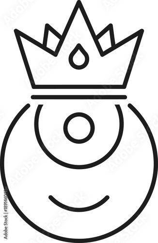 A smiling bomb with a crown on its head