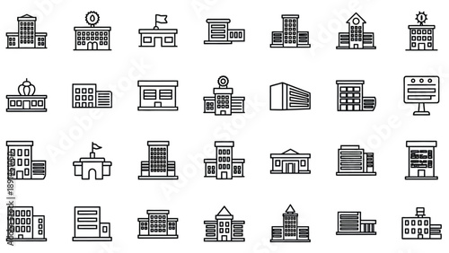 Collection of Simple Building Icons and Symbols.