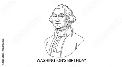 George Washington portrait drawing on white background
