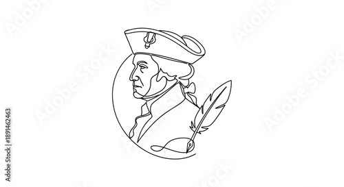 Vintage sailor with feather profile portrait