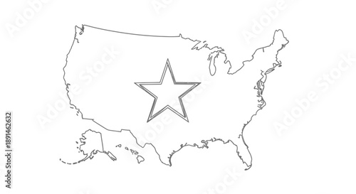 united states map with star symbol