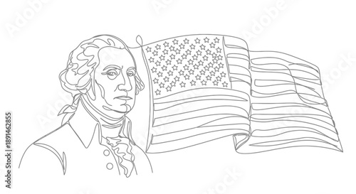 George Washington with American flag