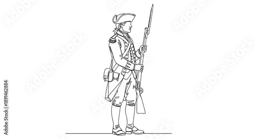 revolutionary war soldier standing with rifle