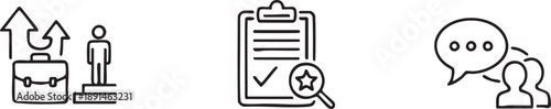 Career Promotion Appraisal Employee Evaluation Professional Graphic Icons