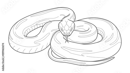 Serpentine elegance: A detailed illustration of a coiled snake, showcasing the creature's mesmerizing patterns and graceful form. 