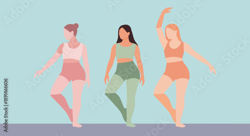 Three women dancing together in a lively and energetic pose.